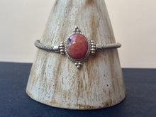 Load image into Gallery viewer, Silver bracelet with  Rhodonite stone/heart chakra stone.
