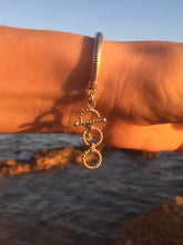 Load image into Gallery viewer, Silver snake chain  bracelet with fossil coral stone.
