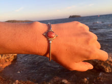 Load image into Gallery viewer, Silver bracelet with  Rhodonite stone/heart chakra stone.
