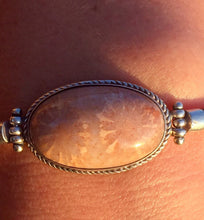 Load image into Gallery viewer, Silver snake chain  bracelet with fossil coral stone.
