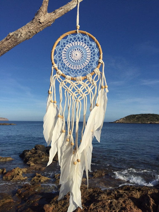 Baby blue dreamcatcher/ blue dream catcher/nursery decor/ gift for a baby boy.