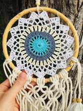 Load image into Gallery viewer, Cute dream catcher with feathers and wooden frame.
