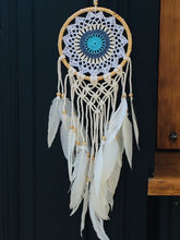 Load image into Gallery viewer, Cute dream catcher with feathers and wooden frame.
