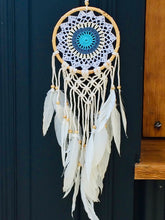 Load image into Gallery viewer, Cute dream catcher with feathers and wooden frame.
